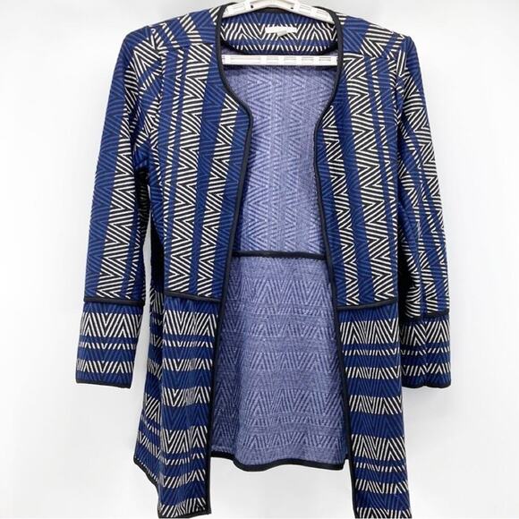 Dana Buchman Warm Luxe Cardigan Duster blue black open front office school sz XL - Picture 1 of 6